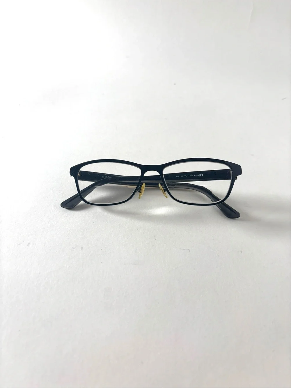 Gucci Black Rectangle Glasses with Gold Nose Bridge